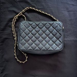 Faux leather quilted gold studded Crossbody bag